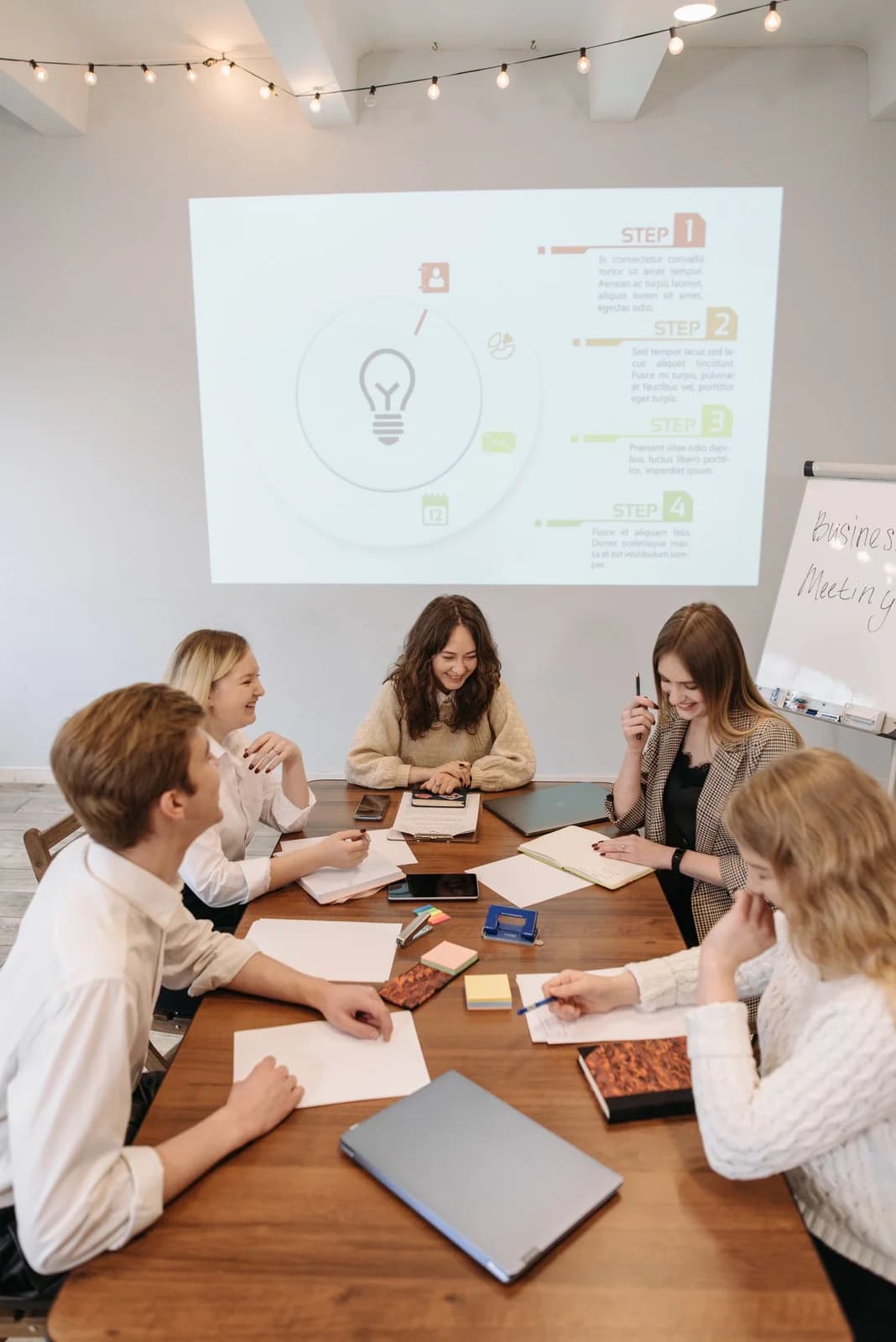 A team reviewing a campaign plan together