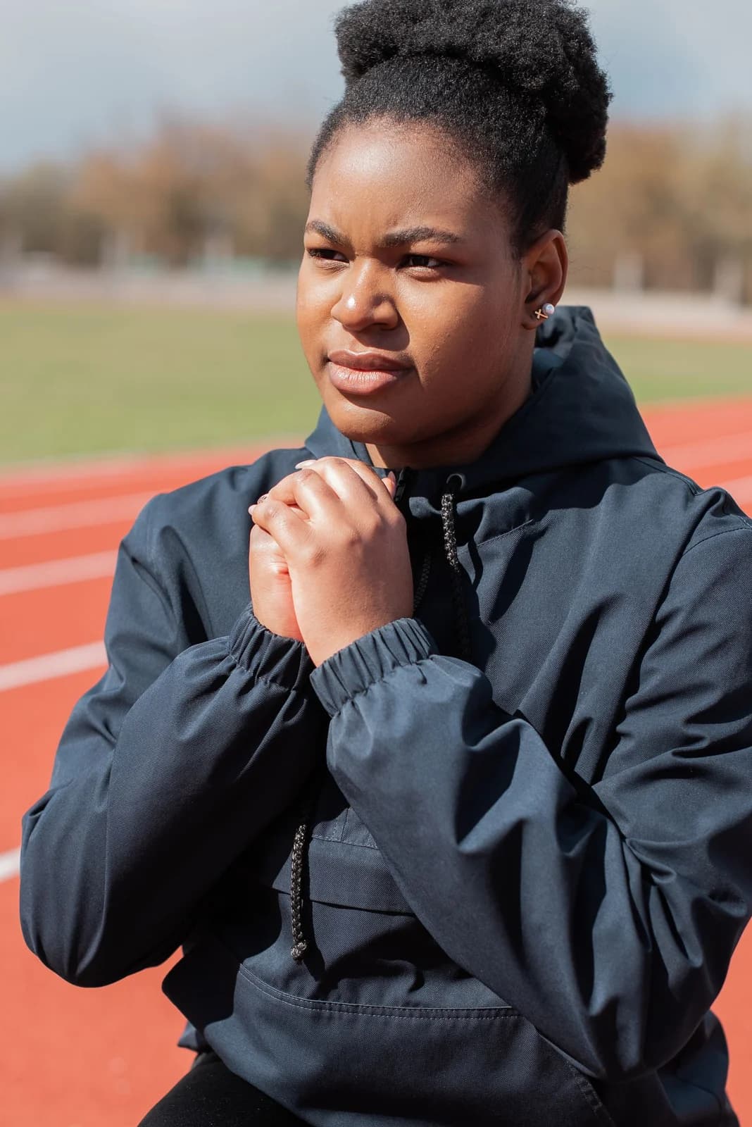 Track athlete preparing for a training session