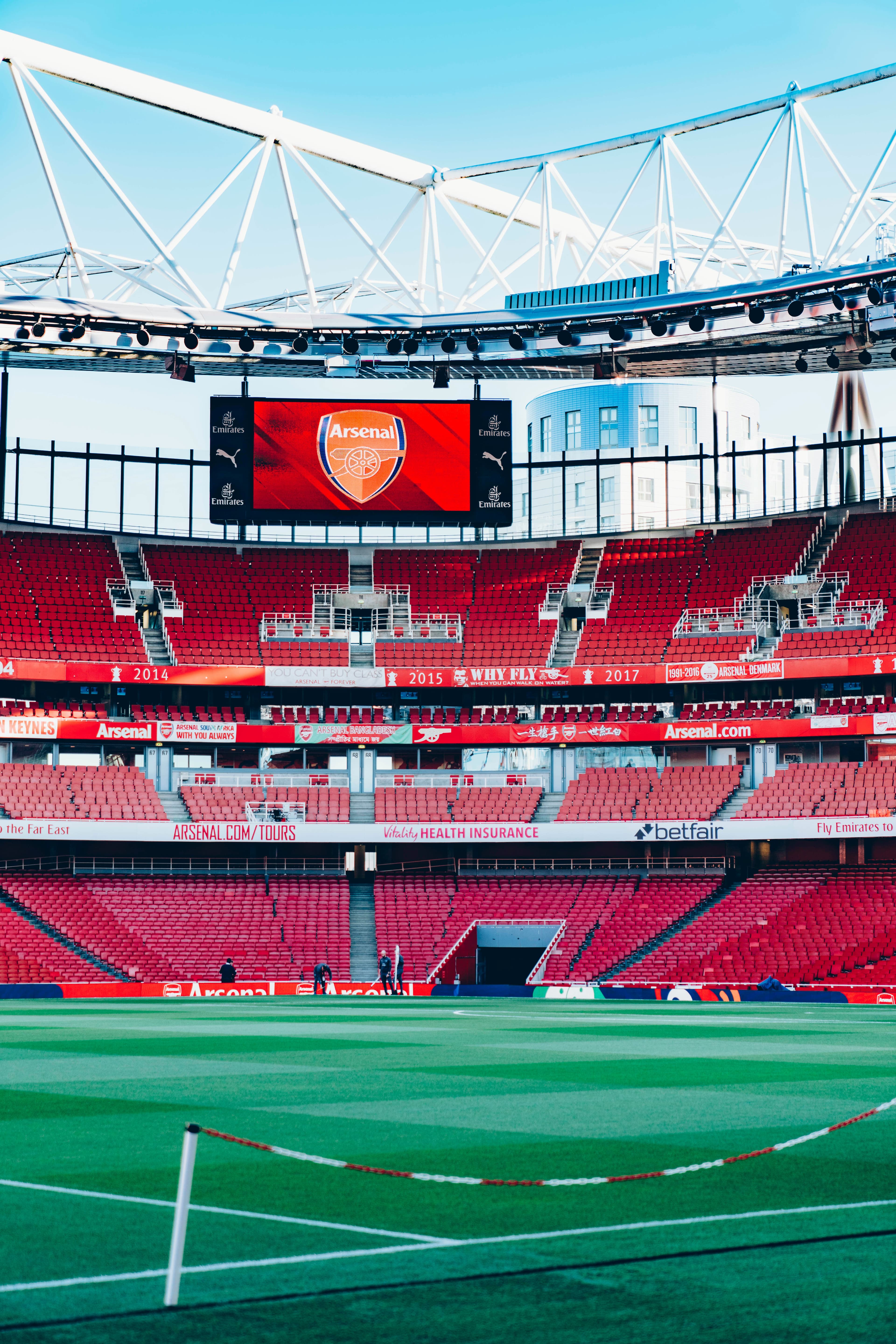Football stadium stands and pitch