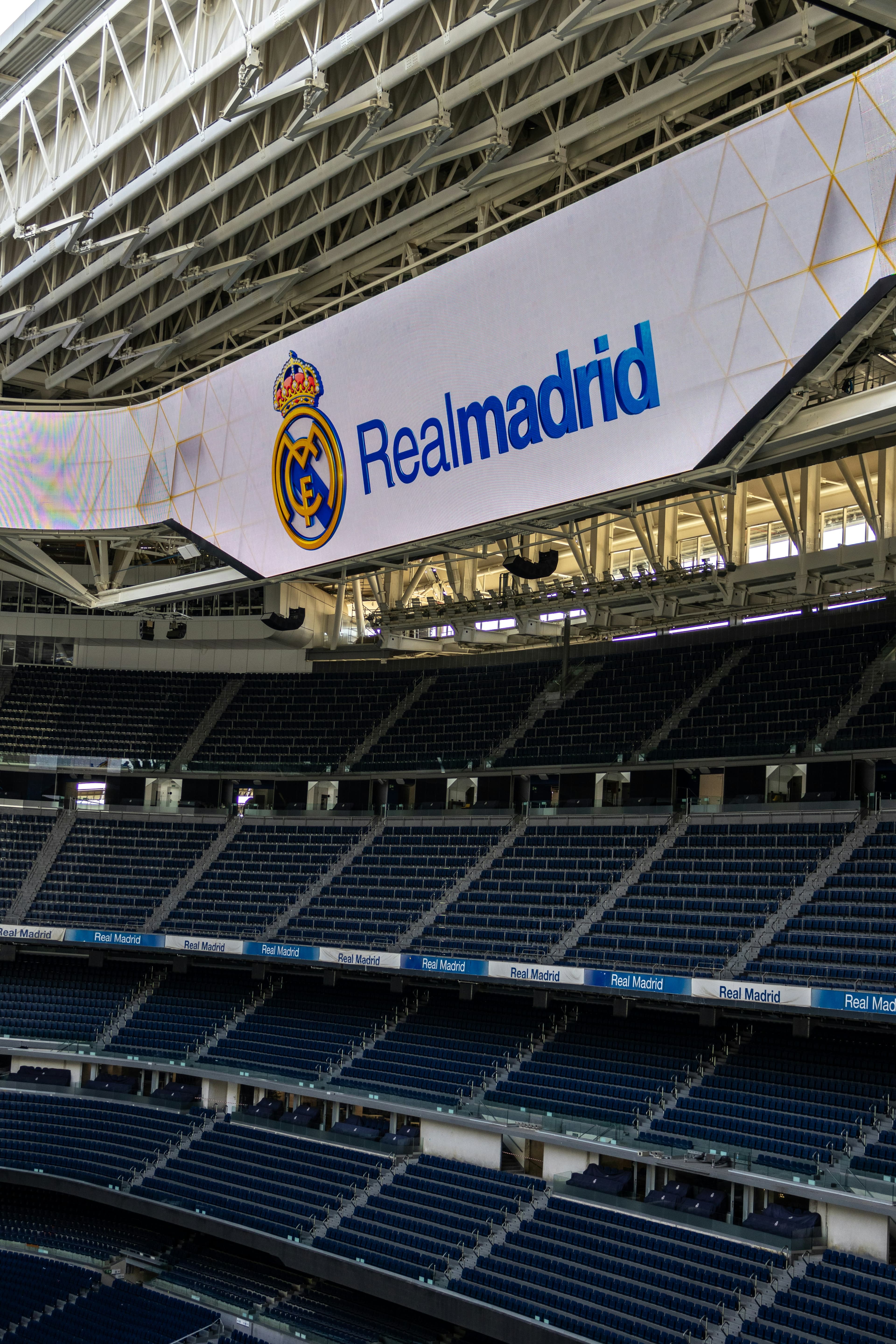 Stadium interior and advertising ribbon